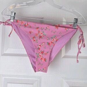 Alter'd State Pink Floral Side Tie Bikini Bottom Scrunch Butt Size XL Swimsuit‎